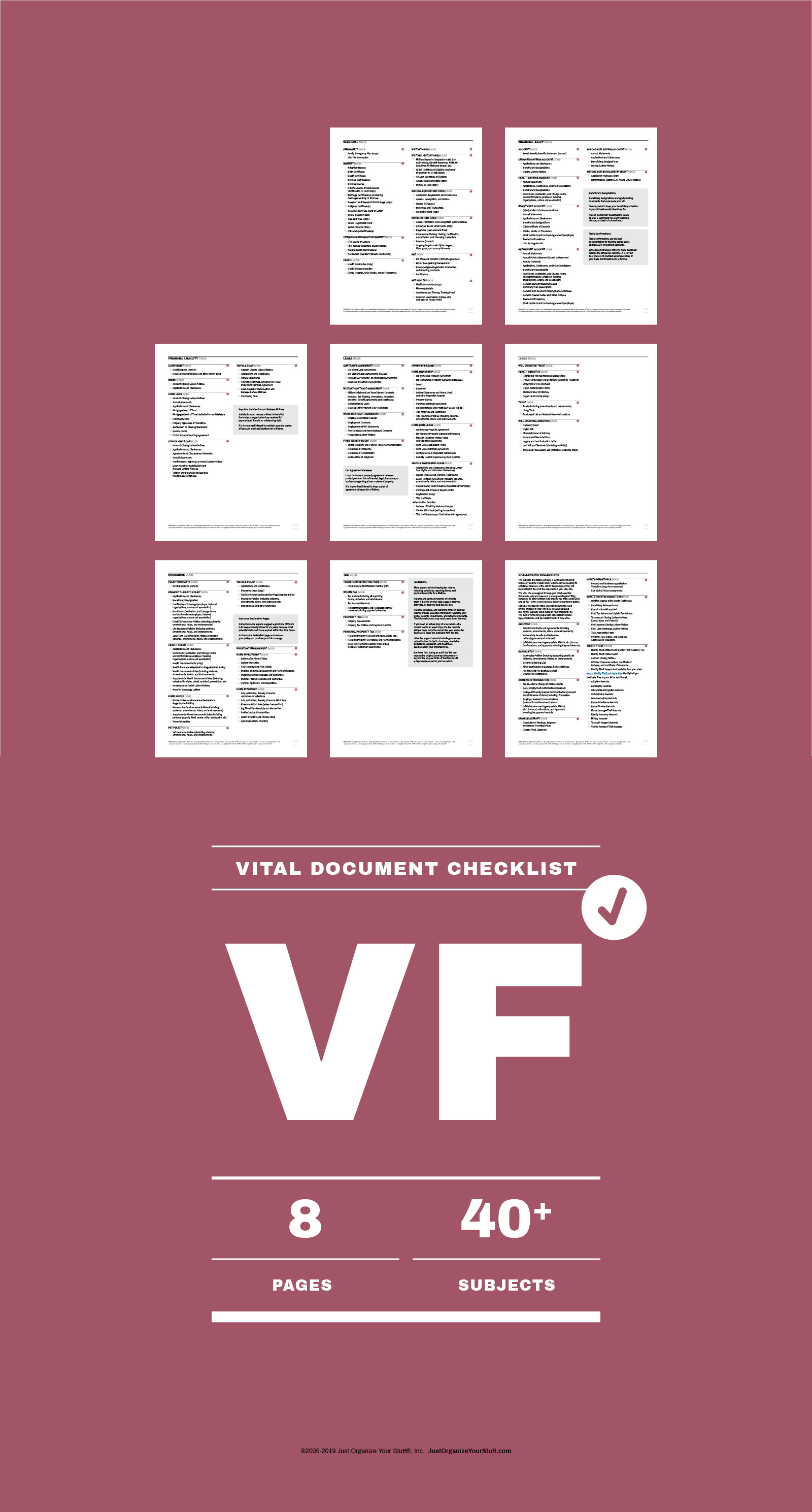 8 Individual thumbnails  of  vital document checklist