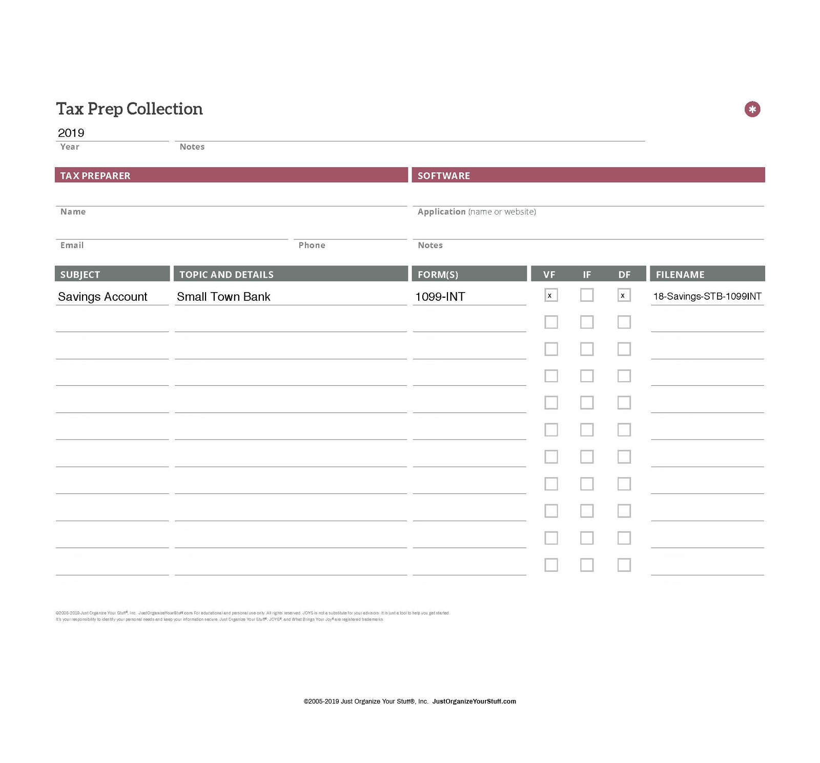 tax prep collection worksheet